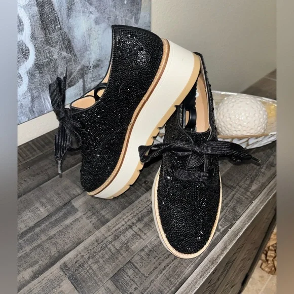 GB (Gianni Bini) Re-Vival rhinestone-embellished lace-up platform oxfords SZ10​ - Picture 6 of 10